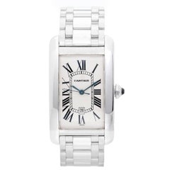 Retro Cartier White Gold Tank Americaine Automatic Wristwatch Ref W26055L1