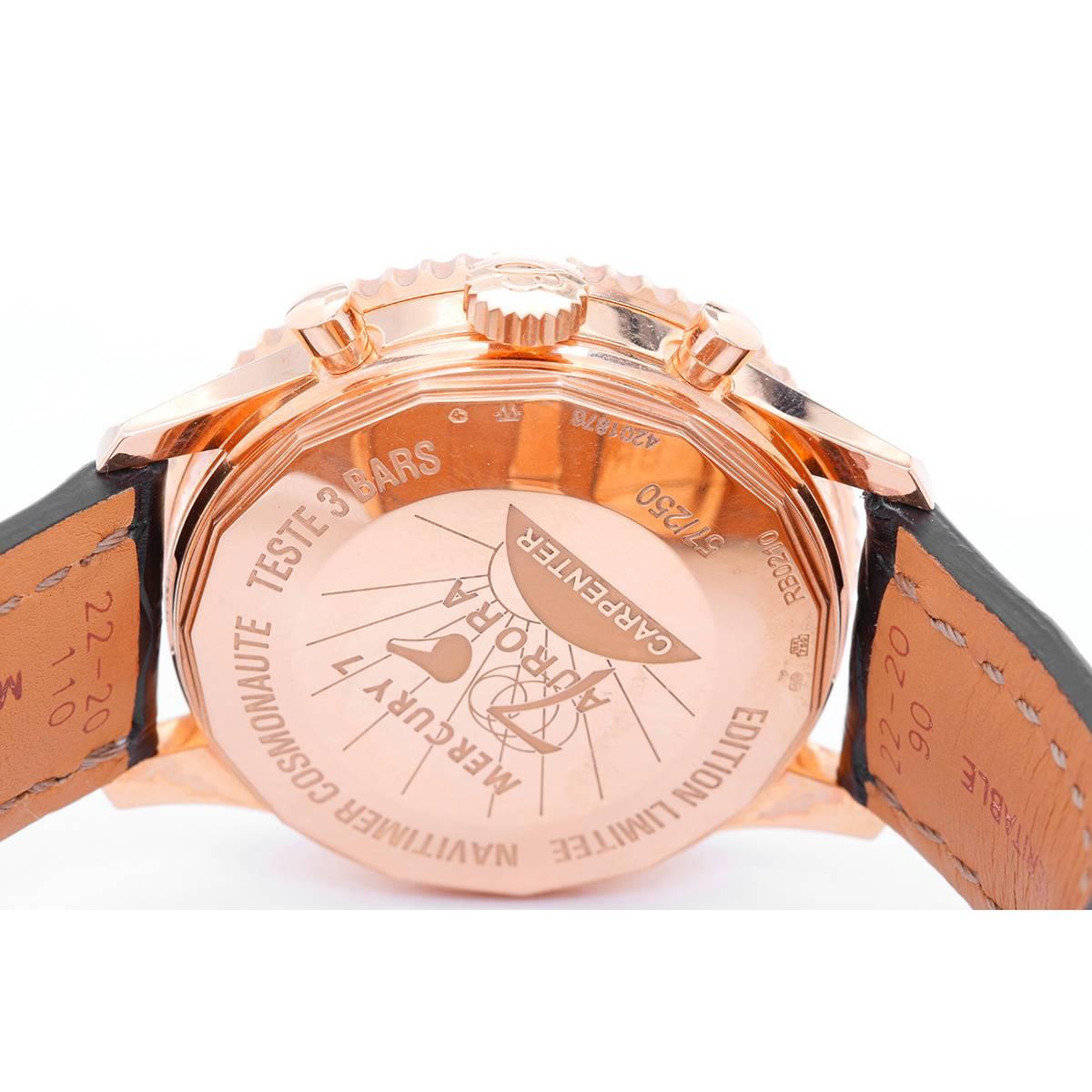 Men's Breitling Rose Gold Navitimer Cosmonaute Manual Wristwatch Ref RB0210