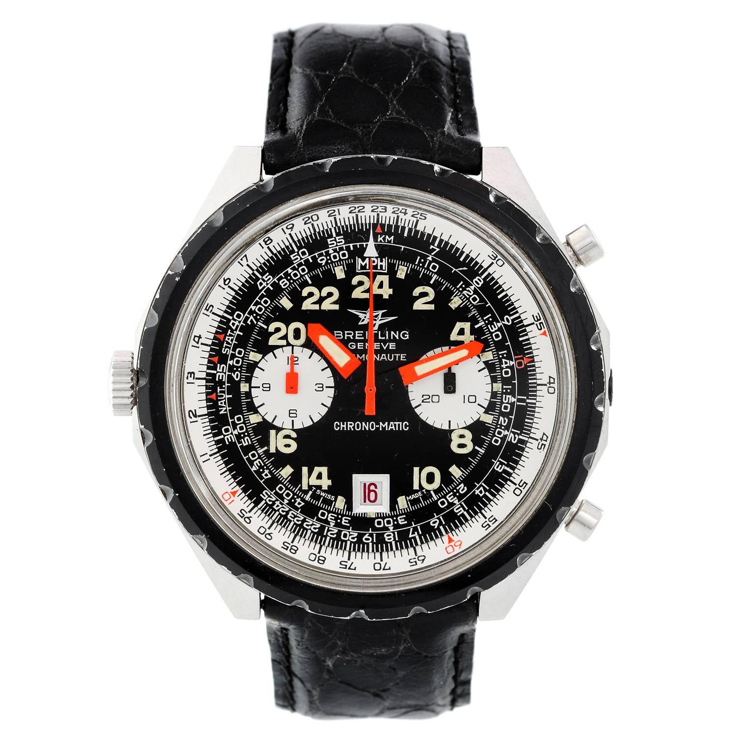 Breitling Stainless Steel Cosmonaute Chronomatic Automatic Wristwatch Ref 1809