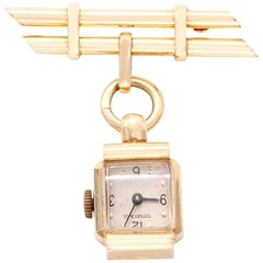 Tiffany & Co. Ladies Yellow Gold Brooch Watch, circa 1950s