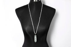 Amazing Pearl Emerald Diamond Silver Tassel Necklace