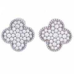 Van Cleef & Arpels Magic Alhambra, Large Size Diamond and White Gold Earrings