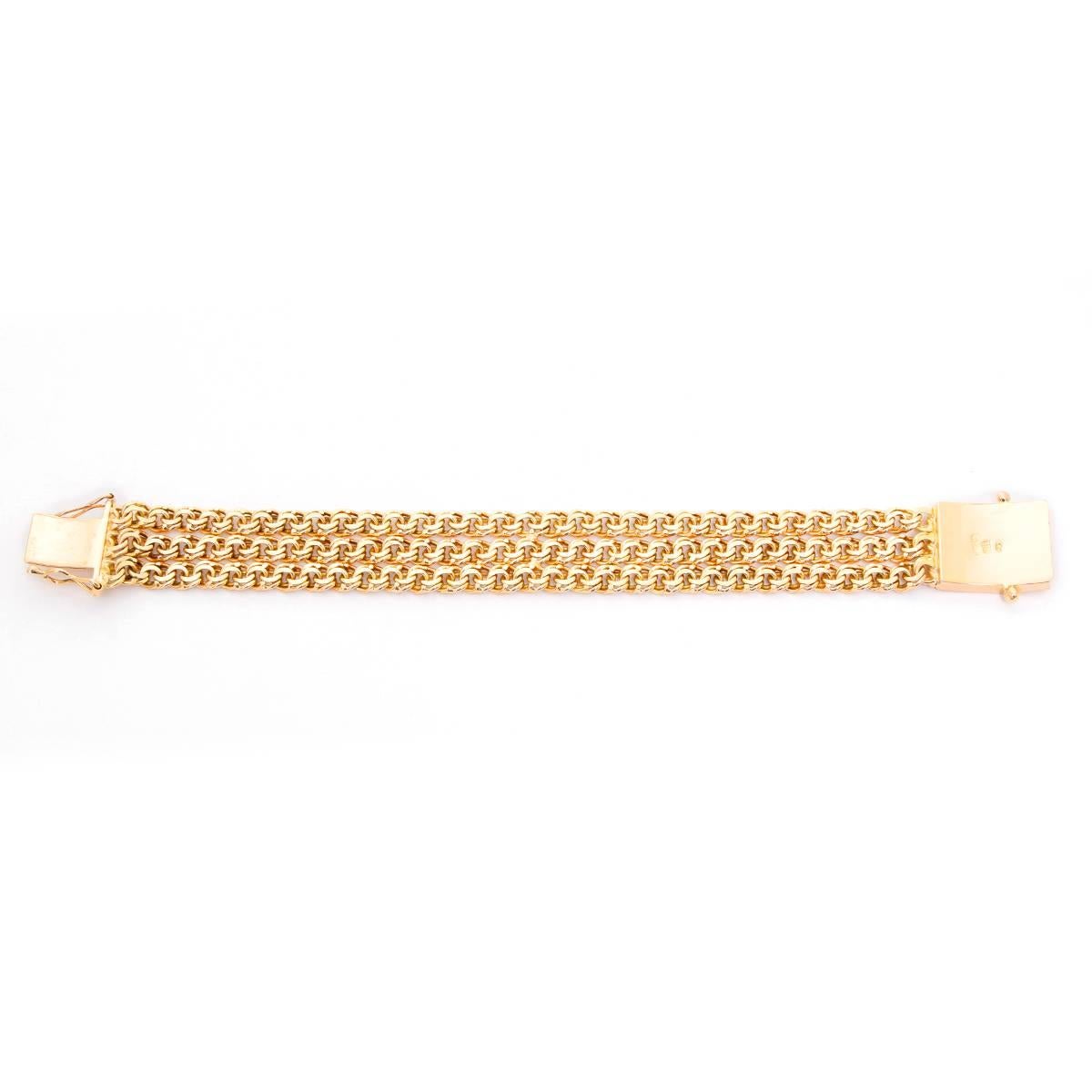 Yellow Gold Double Fancy Link Chain Bracelet 1