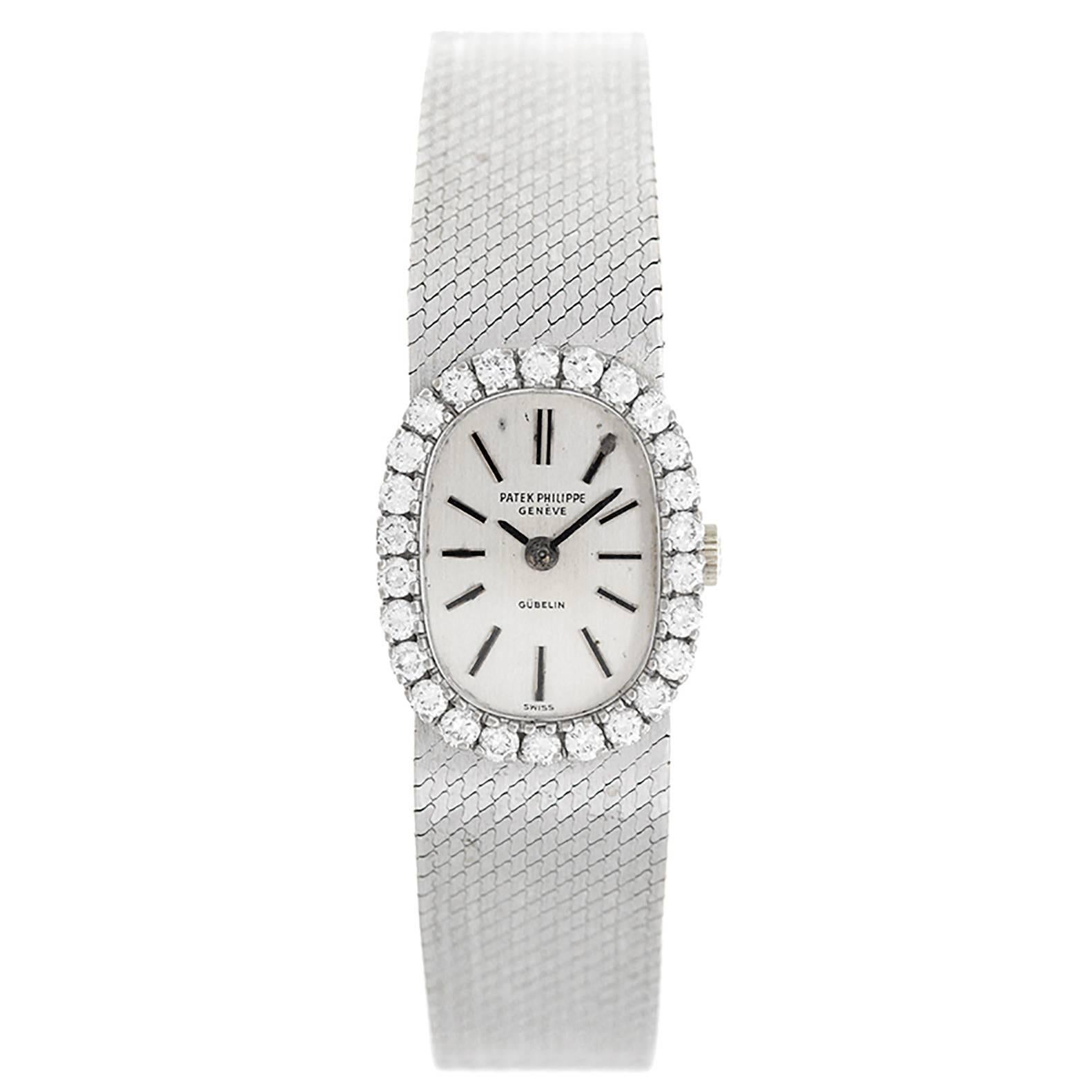 Patek Philippe Ladies White Gold Diamond Dress Wristwatch Ref 3377/1