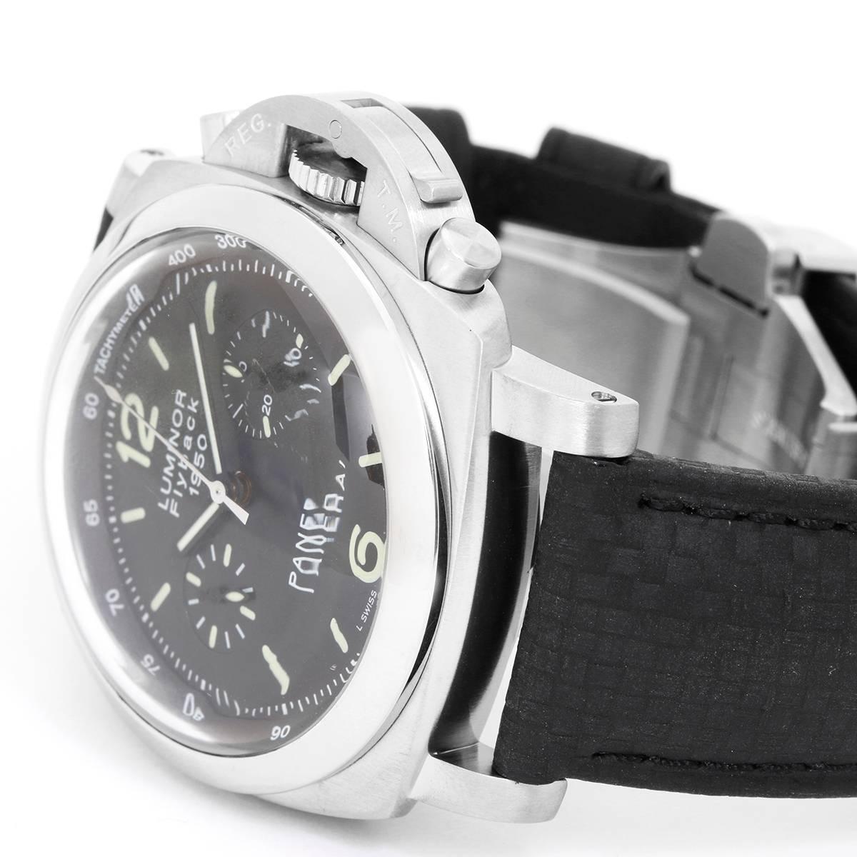 Panerai Luminor GMT 1950 Men's Stainless Steel Watch PAM 212 (PAM00212) -   Automatic winding chronograph with flyback function. Stainless steel case with exposition back  (44mm diameter). Black dial with luminous style markers and Arabic numerals