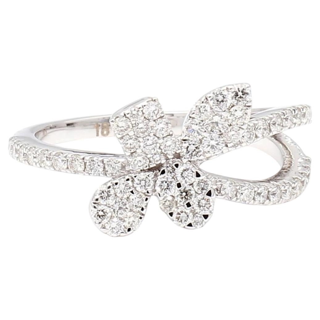 Natural White Round Diamond 0.66 Carat TW White Gold Cocktail Band