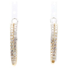 Natural White Round Diamond 2.66 Carat TW Gold Hoop Earrings