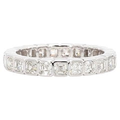 Natural White Asscher Diamond 2.49 Carat TW White Gold Eternity Band