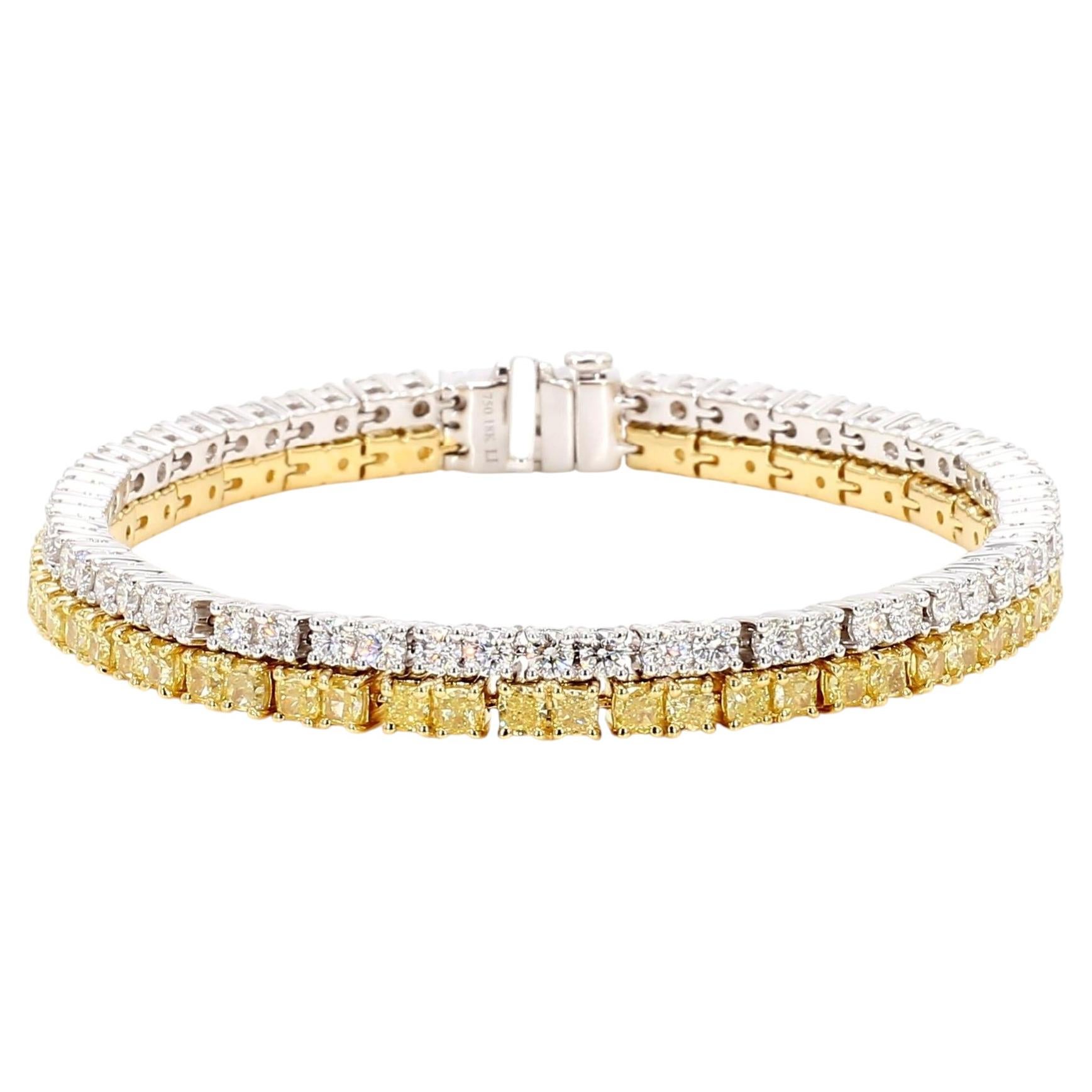Bracciale tennis in oro giallo Nature con diamante a cuscino da 10.0 carati TW
