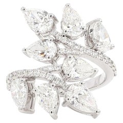 Natural White Pear Diamond 4.40 Carat TW White Gold Cocktail Ring