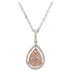 Natural Pink Round Diamond .38 Carat TW Rose Gold Drop Pendant
