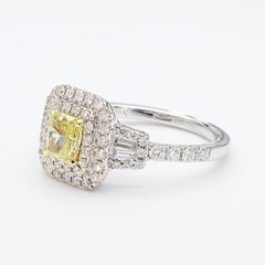 GIA Certified Fancy Yellow Radiant Diamond 1.21 Carat TW Gold Cocktail Ring