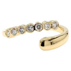 Cocktailring, natürlicher weißer runder Diamant 0.31 Karat TW Gelbgold