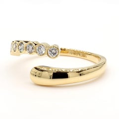 Cocktailring, natürlicher weißer runder Diamant 0.31 Karat TW Gelbgold