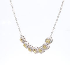 Natürlicher gelber runder und weißer Diamant .78 Karat TW Gold Halskette