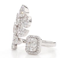 Cocktailring aus Weißgold mit natürlichem weißem Baguette-Diamant 1.41 Karat TW