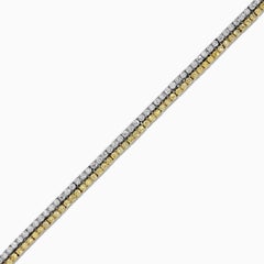 Natural Yellow Round and White Diamond 2.88 Carat TW Gold Tennis Bracelet