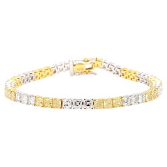Bracelet en or avec diamant jaune naturel taille « cushion » de 9,19 carats TW