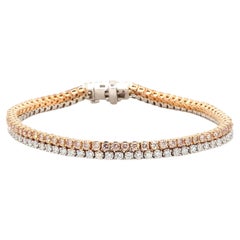 Natural Pink Round Diamond 4.23 Carat TW Gold Bracelet