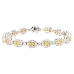 Natural Yellow Oval Diamond 7.36 Carat TW Gold Bracelet