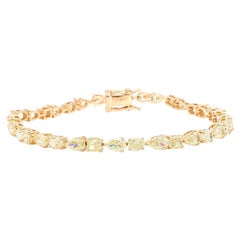 Natural Yellow Pear Diamond 9.03 Carat TW Gold Bracelet