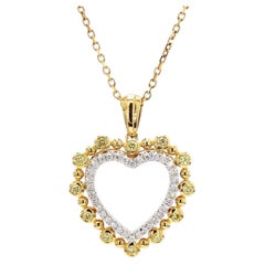 Natural Yellow Round Diamond .32 Carat TW Gold Drop Pendant