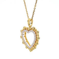 Natural Yellow Round Diamond .32 Carat TW Gold Drop Pendant