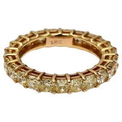 Natural Yellow Radiant Diamond 2.88 Carat TW Yellow Gold Eternity Band