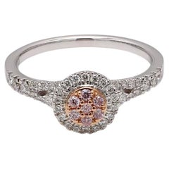 Natural Pink Round and White Diamond .36 Carat TW Rose Gold Cluster Ring