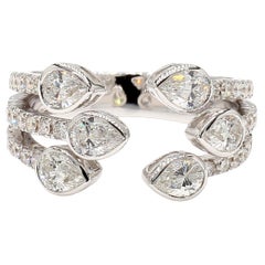 Natural White Pear Diamond 1.58 Carat TW White Gold Cocktail Ring