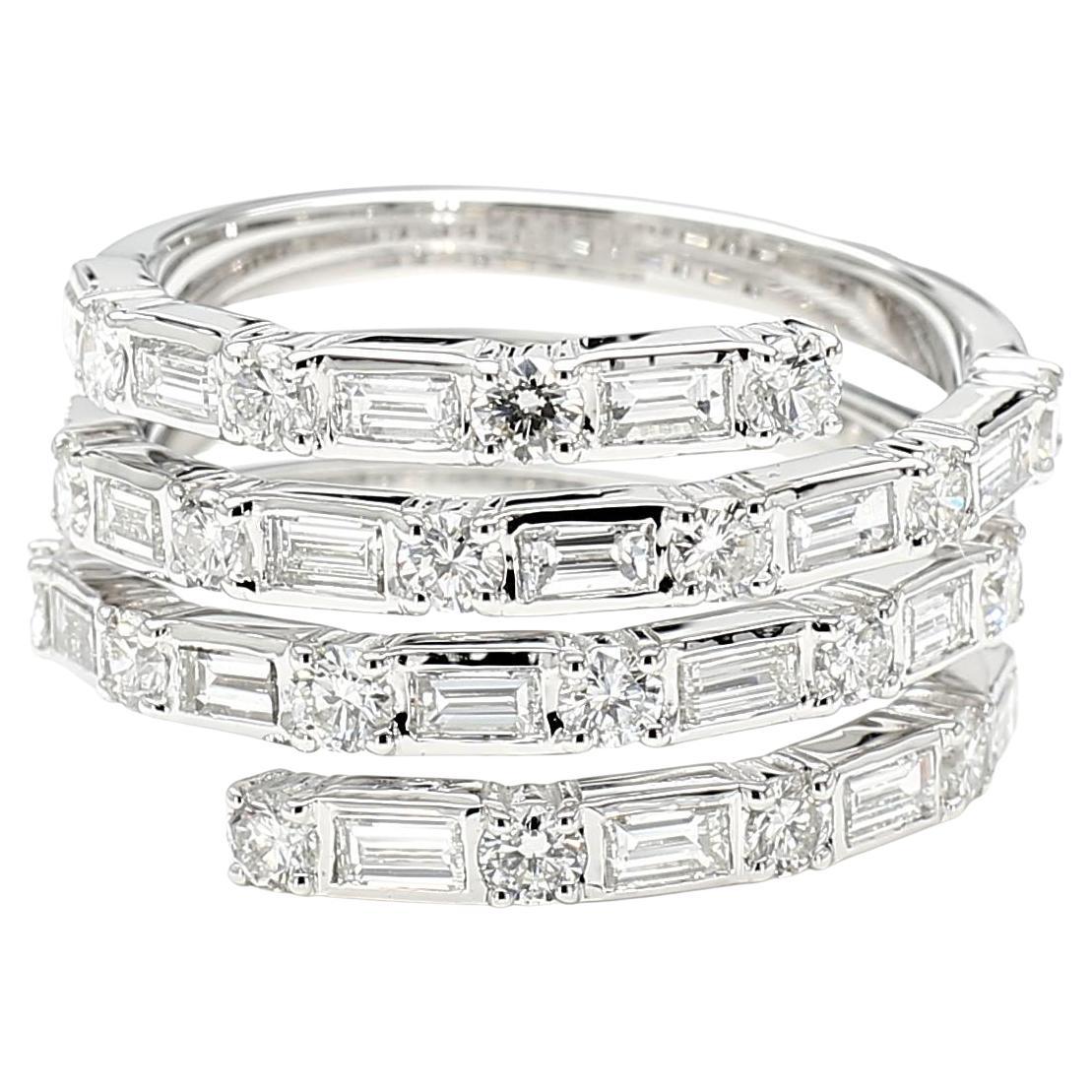 Cocktailring aus Weißgold mit natürlichem weißem Baguette-Diamant 1.87 Karat TW im Angebot