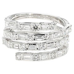 Natural White Baguette Diamond 1.87 Carat TW White Gold Cocktail Ring