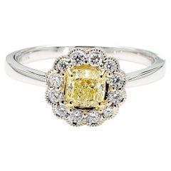 GIA-zertifizierter natürlicher gelber strahlender Diamant 0.71 Karat TW Gold Cocktail-Ring