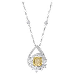 GIA Certified Natural Yellow Cushion Diamond 2.66 Carat Gold Drop Necklace