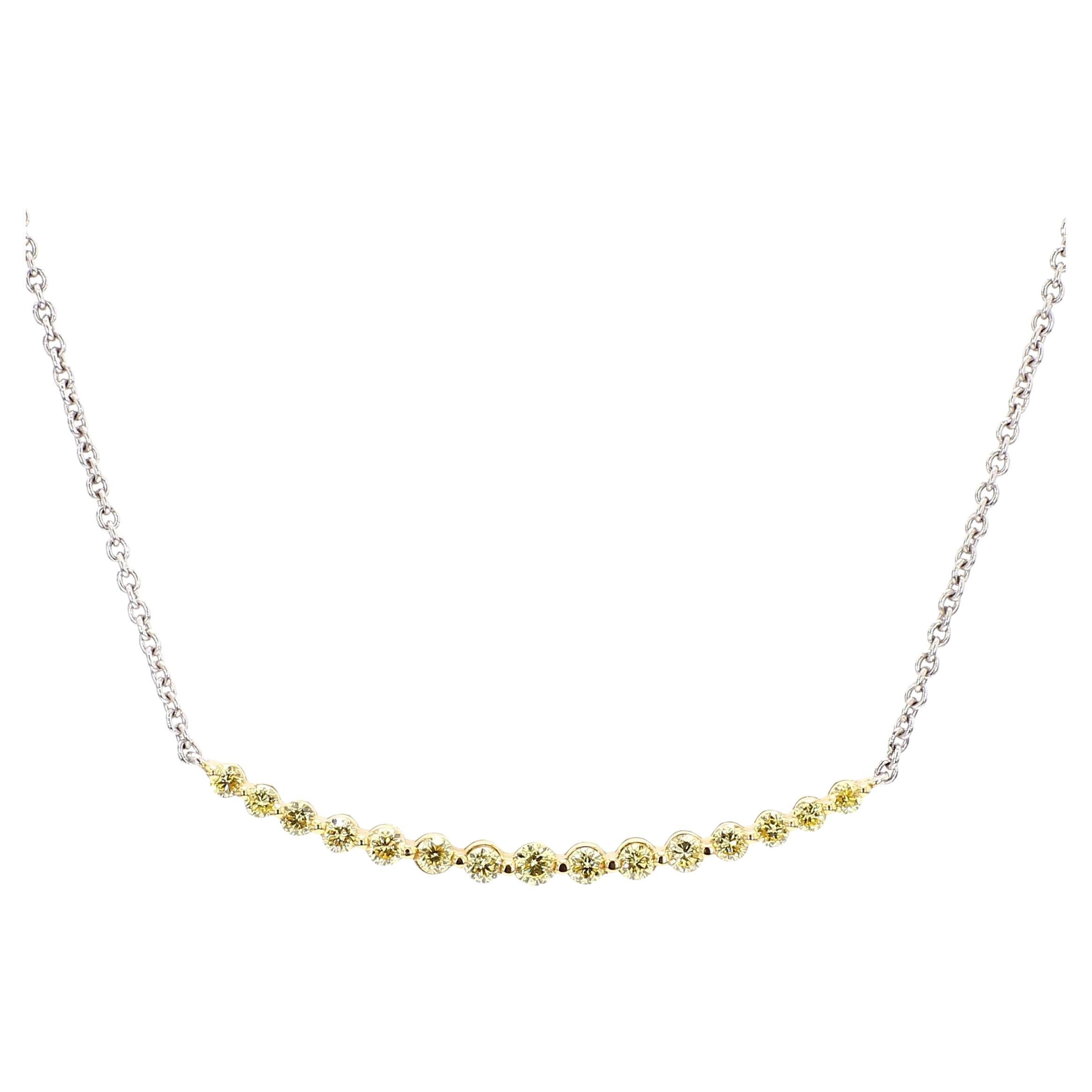 Natural Yellow Round Diamond .43 Carat TW Gold Drop Pendant For Sale