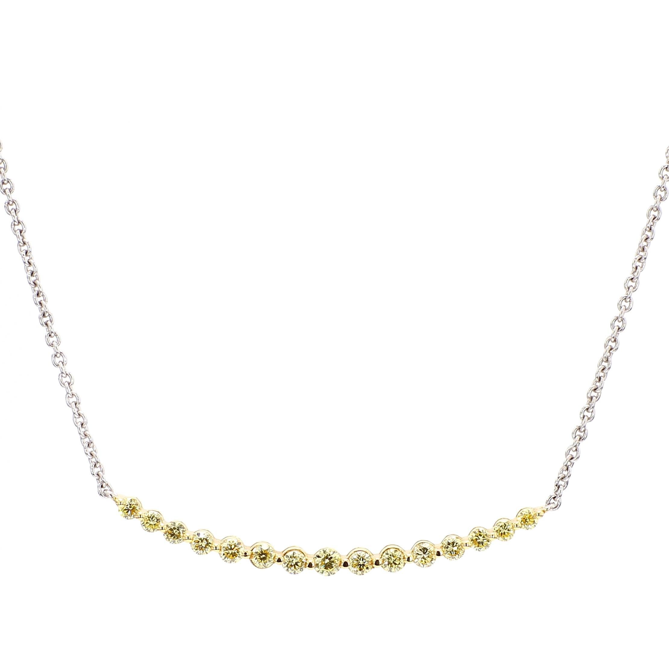 Contemporary Natural Yellow Round Diamond .43 Carat TW Gold Drop Pendant For Sale