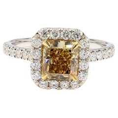 GIA-zertifizierter natürlicher gelber strahlender Diamant 2.04 Karat TW Gold Cocktail-Ring