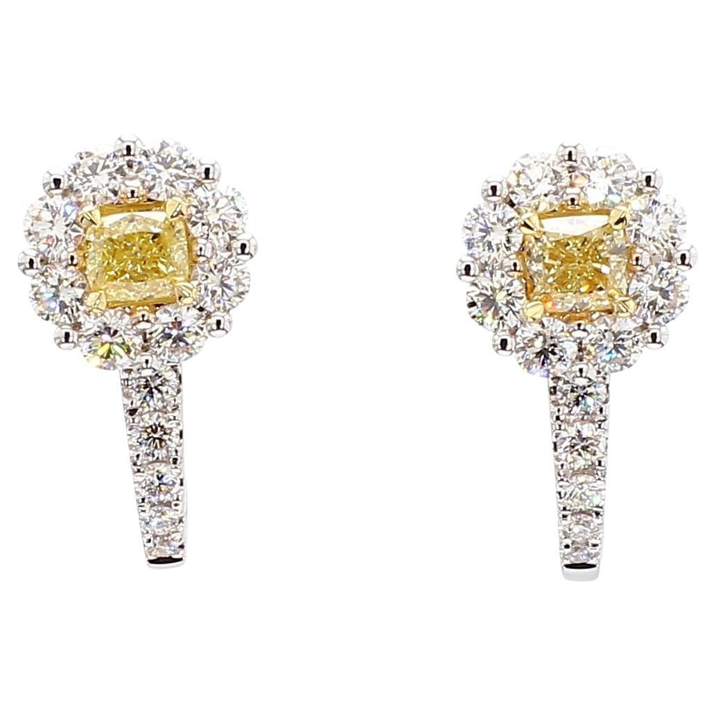 Orecchini in oro con diamante giallo naturale a cuscino da 1.65 carati TW