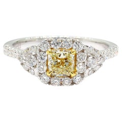 Natural Yellow Radiant Diamond 0.98 Carat TW Gold Cocktail Ring