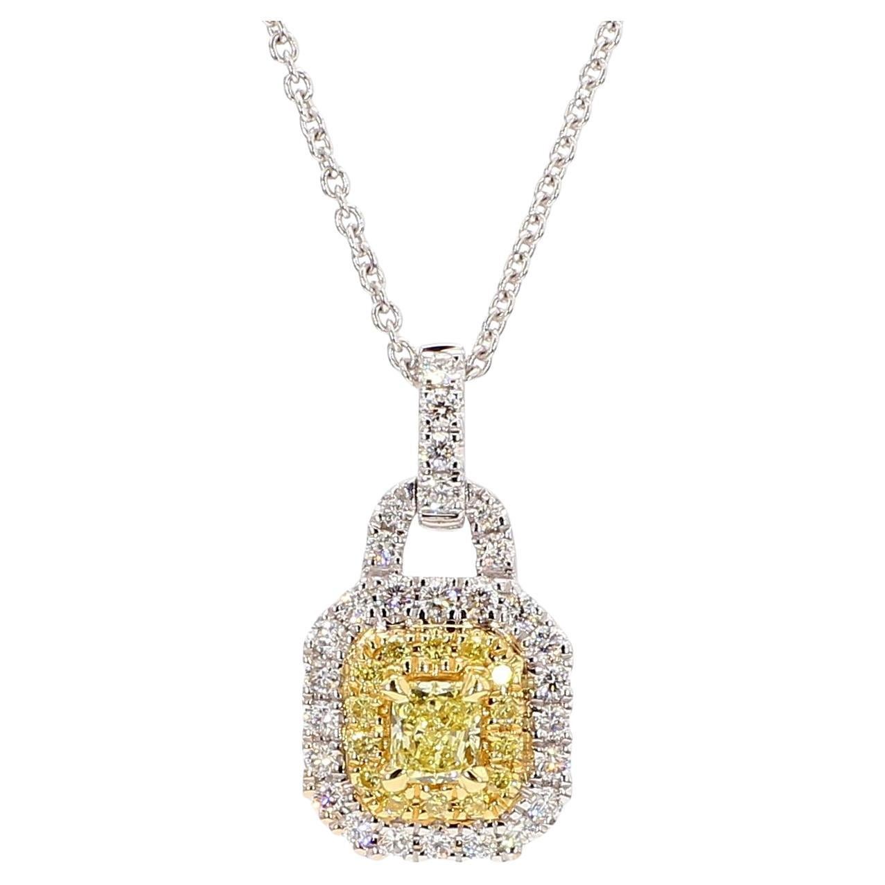 natürlicher gelber strahlender und weißer Diamant .58 Karat TW Gold Tropfenanhänger