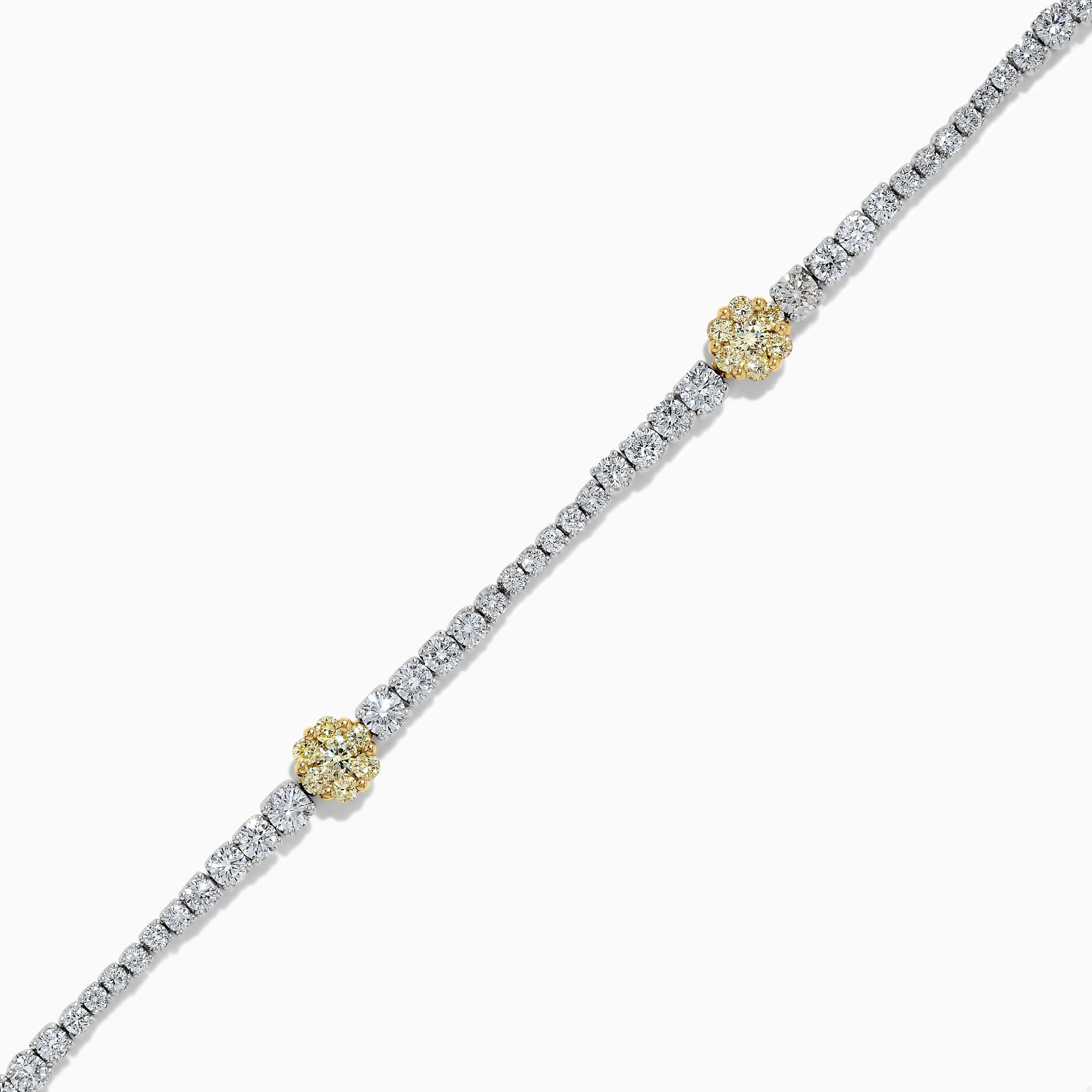 Taille ronde Bracelet en or jaune naturel et diamants blancs de 3.39 carats poids total en vente
