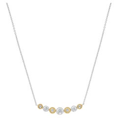 Natürlicher gelber runder und weißer Diamant .21 Karat TW Gold Halskette