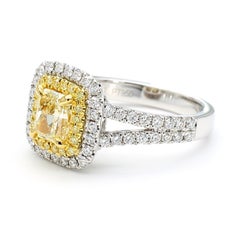 GIA Certified Natural Yellow Radiant Diamond 1.65 Carat TW Gold Cocktail Ring