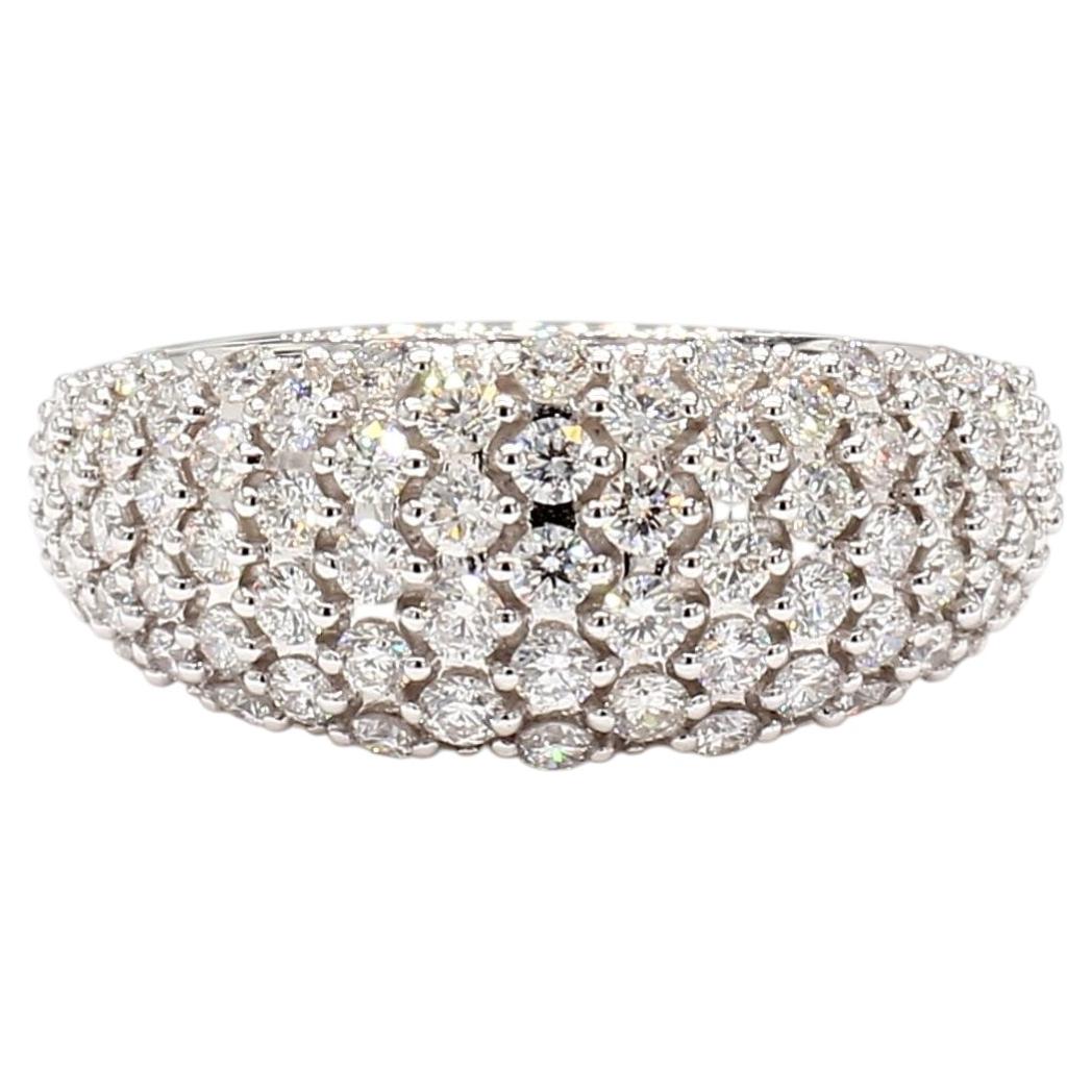 Natural White Round Diamond 1.13 Carat TW White Gold Cocktail Band