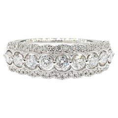 Cocktailring, natürlicher weißer runder Diamant 0.74 Karat TW Weißgold
