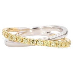 Natürlicher gelber runder Diamant .47 Karat TW Gold Ehering