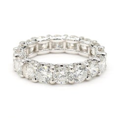 Natural White Round Diamond 5.06 Carat TW White Gold Eternity Band