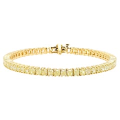 Diamante amarillo natural de corte radiante 8.15 quilates TW Pulsera de tenis de oro