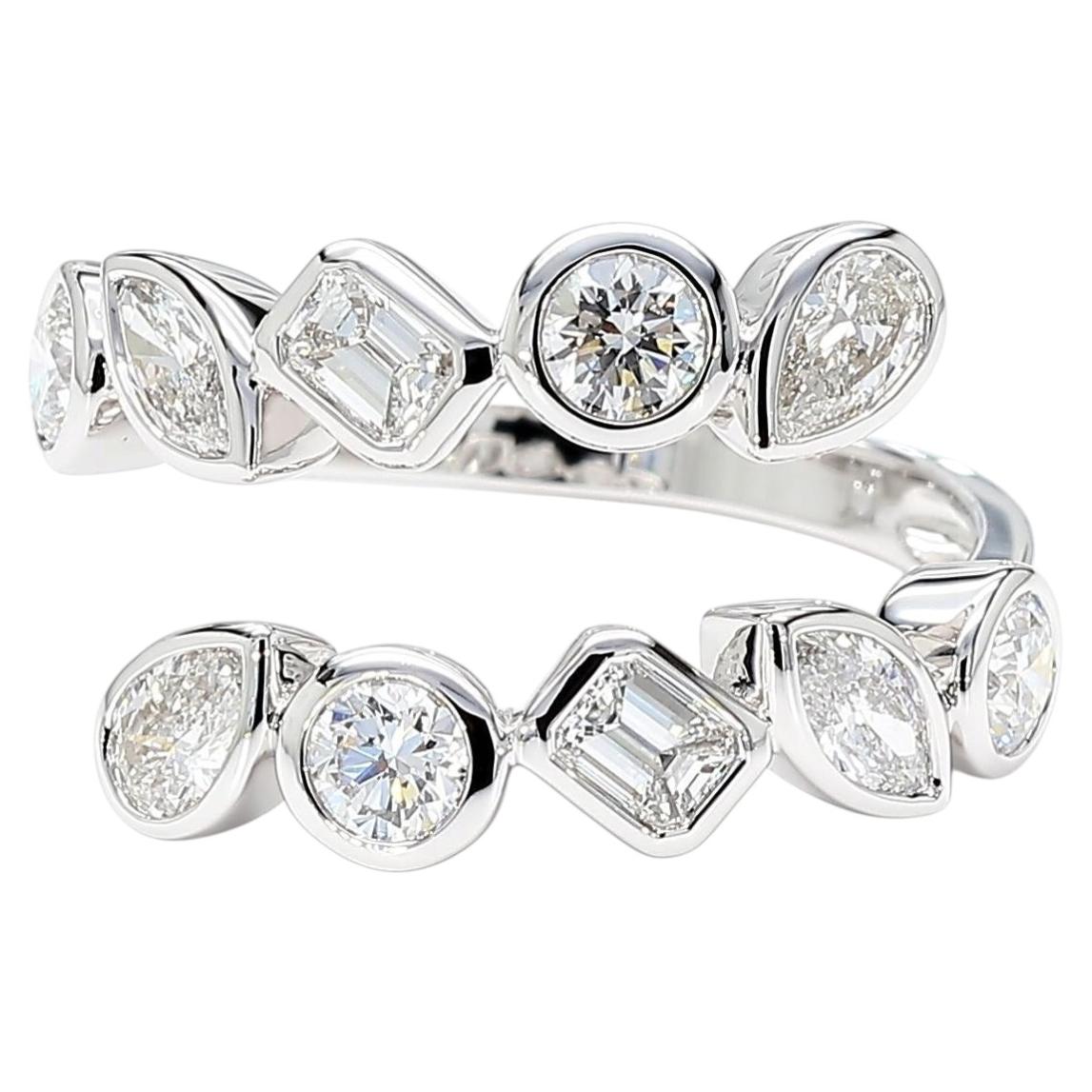 Weißer Naturdiamant 1,51 Karat TW Gold Cocktail Ring im Angebot