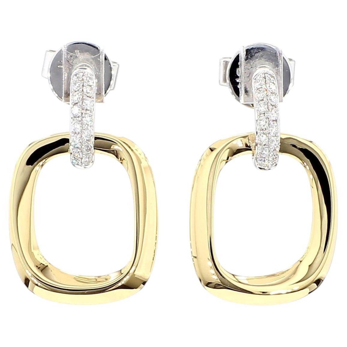 Natural White Round Diamond 0.21 Carat TW Yellow Gold Drop Earrings For Sale